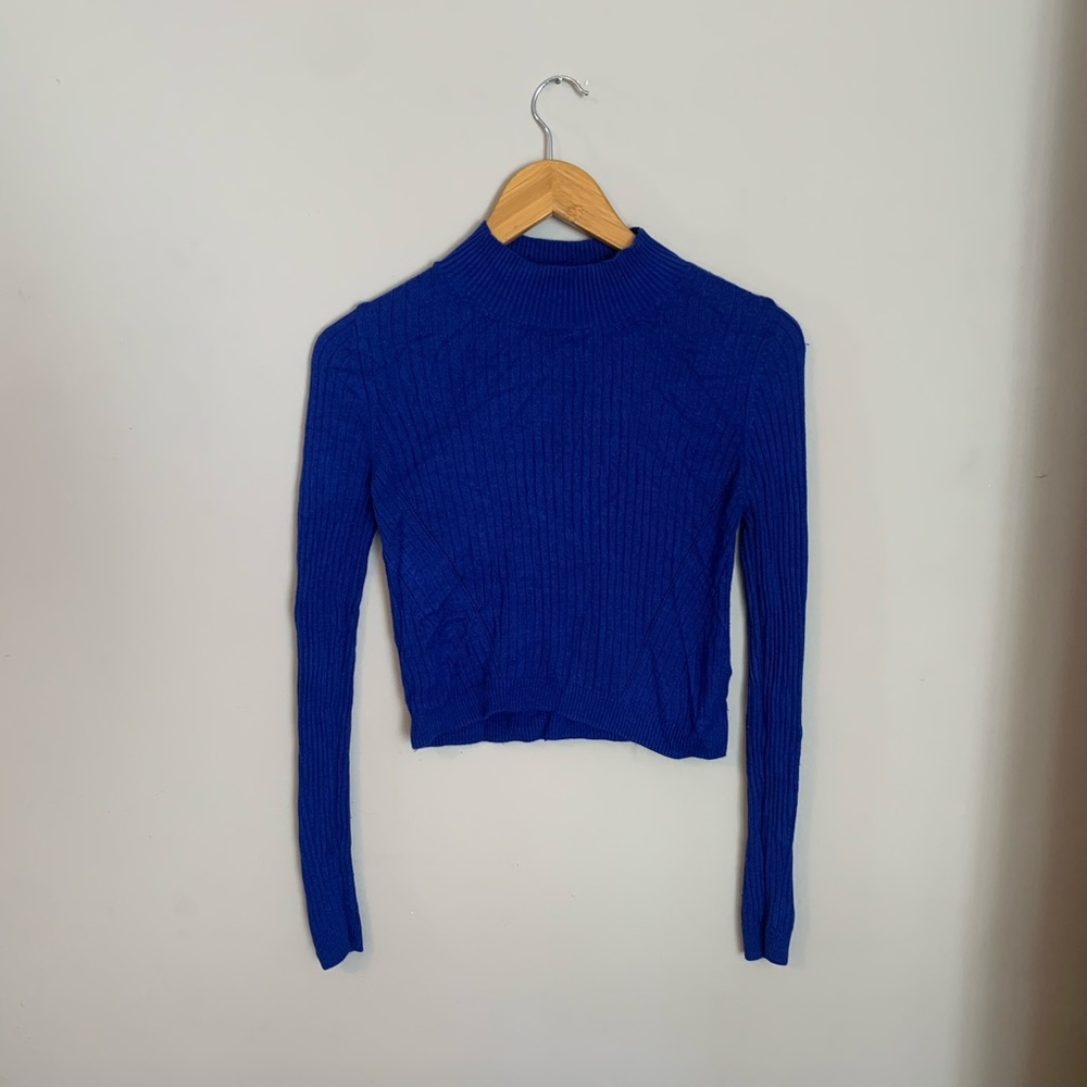 Topshop Crop Top Sweater Blue